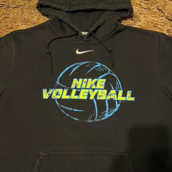 Vintage Y2K Nike Volleyball Center Logo Hoodie Black Medium - Picture 2 of 4